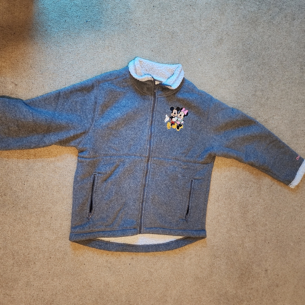 Disneyland Mickey And Minnie Mouse Gray Fleece Jacket